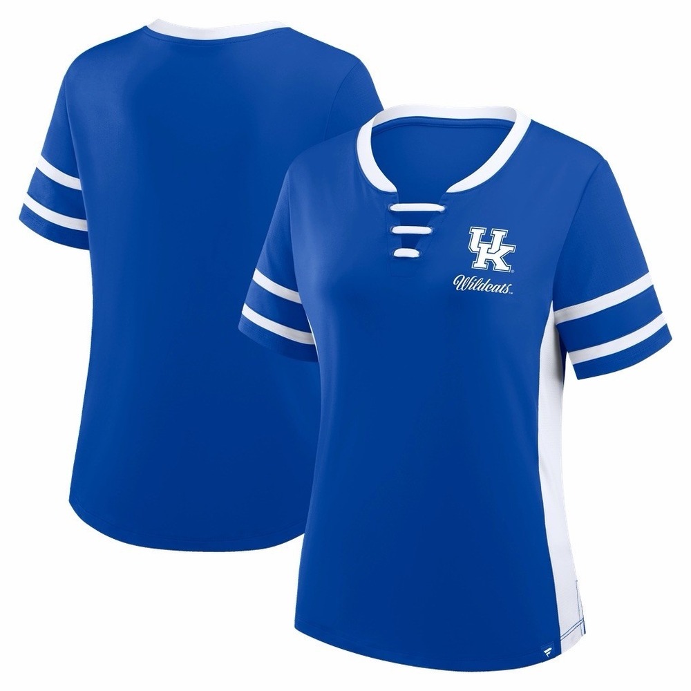 Kentucky Wildcats Fanatics Women's Be Fearless Athena Lace-Up T-Shirt NWT SIZE L